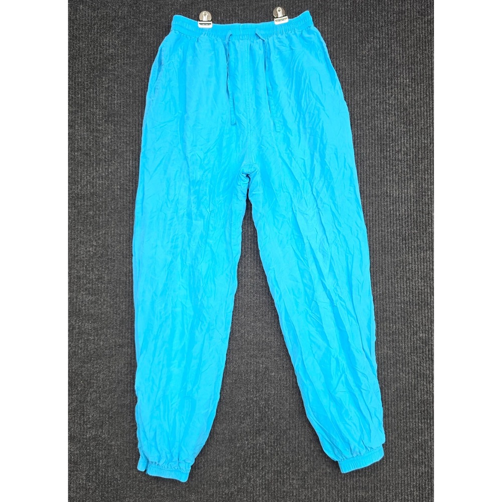 WinterSilks Blue 100% Silk Jogger Pants Elastic Waist Lined Trousers Womens M